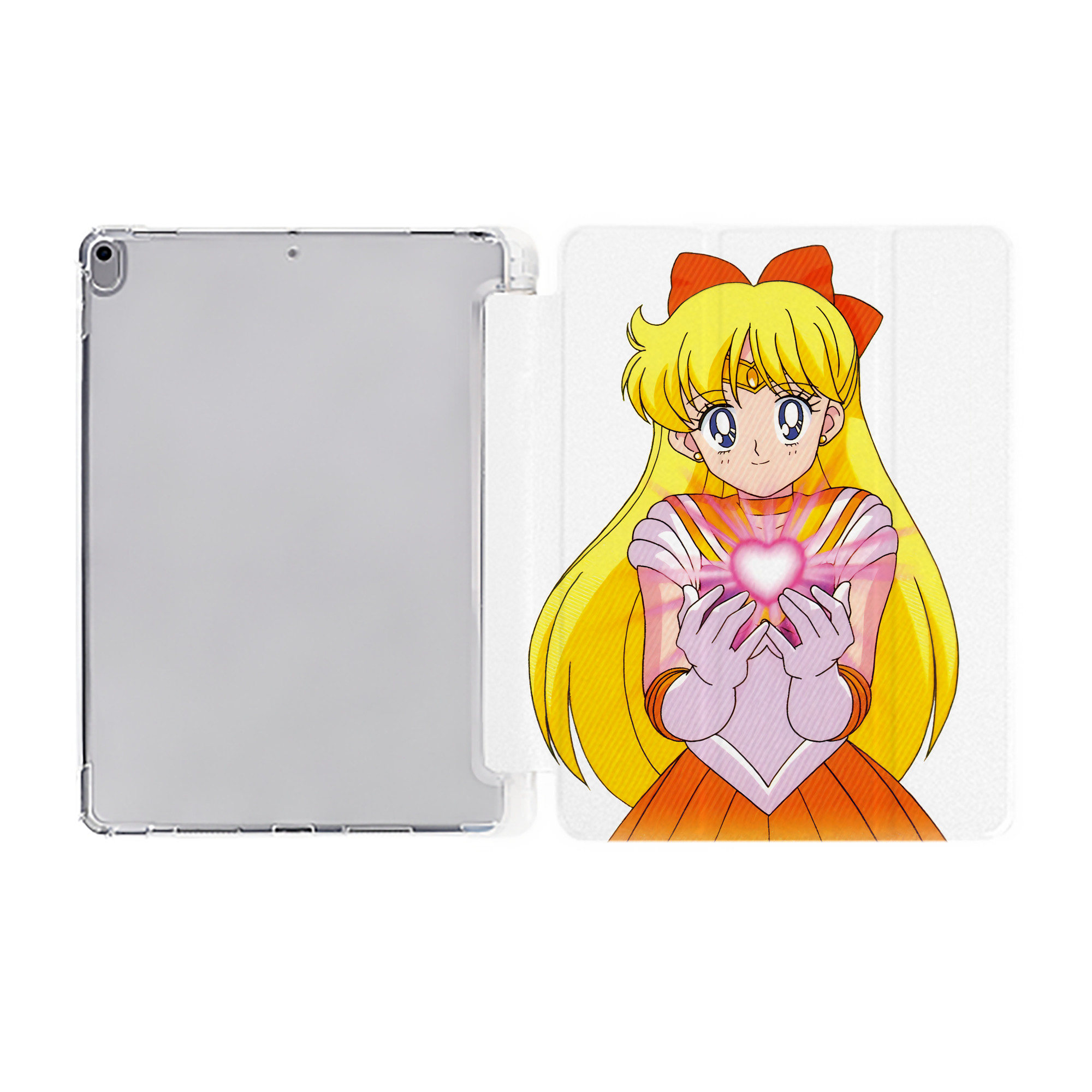 （画像用） 美少女戦士セーラームーン 愛野 美奈子 あいの みなこ Sailor Moon Aino Minako IPad ケース ペン収納付き 三つ折りスタンド PUレザー×シリコン 対応機種9.5/10.5/10.9インチ